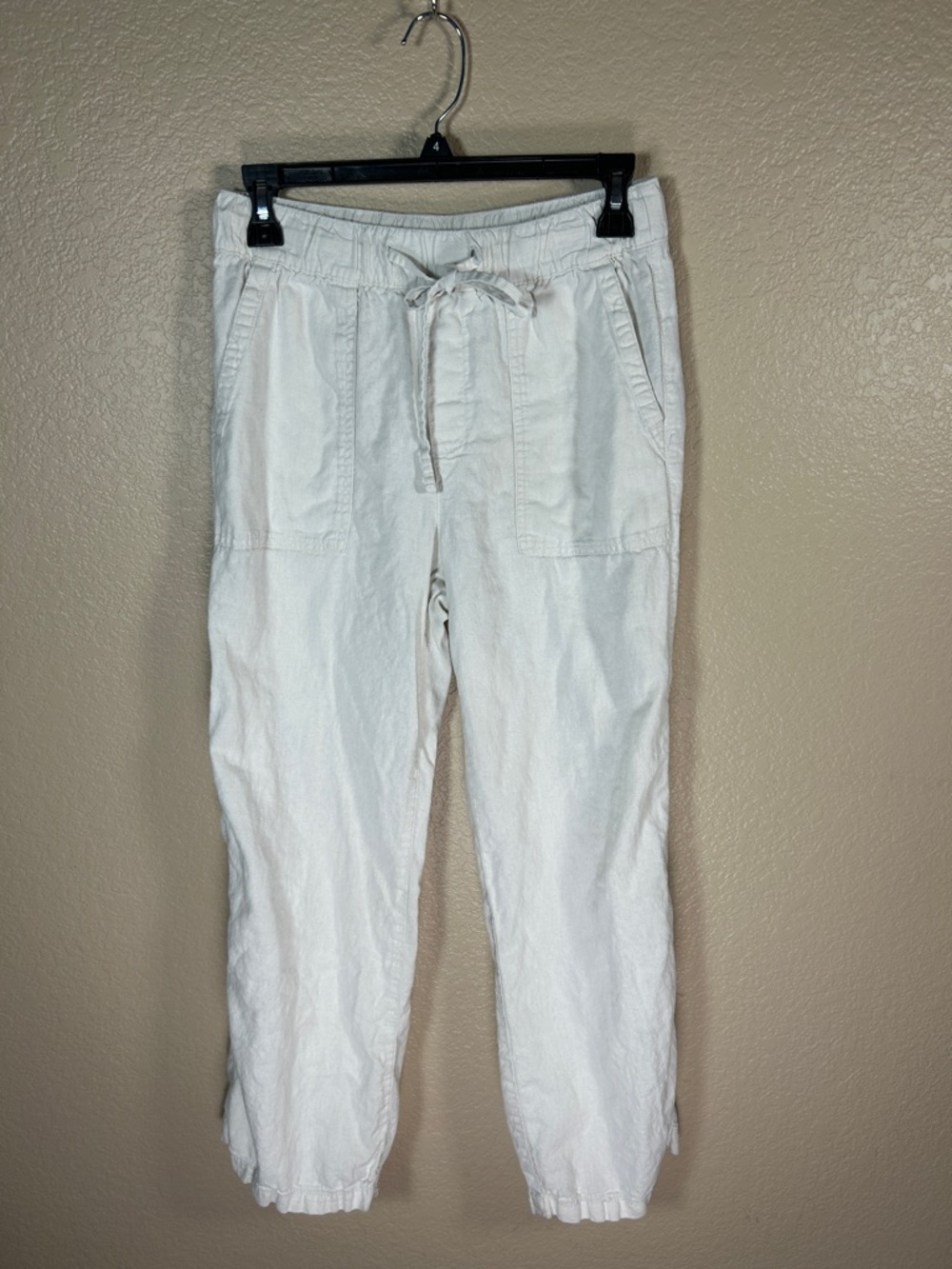 Gap Off-White Linen Drawstring Wide Leg Pants – Relaxed Fit